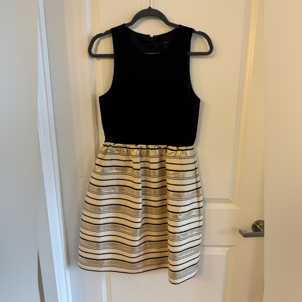J.Crew Black and Gold Striped Dress